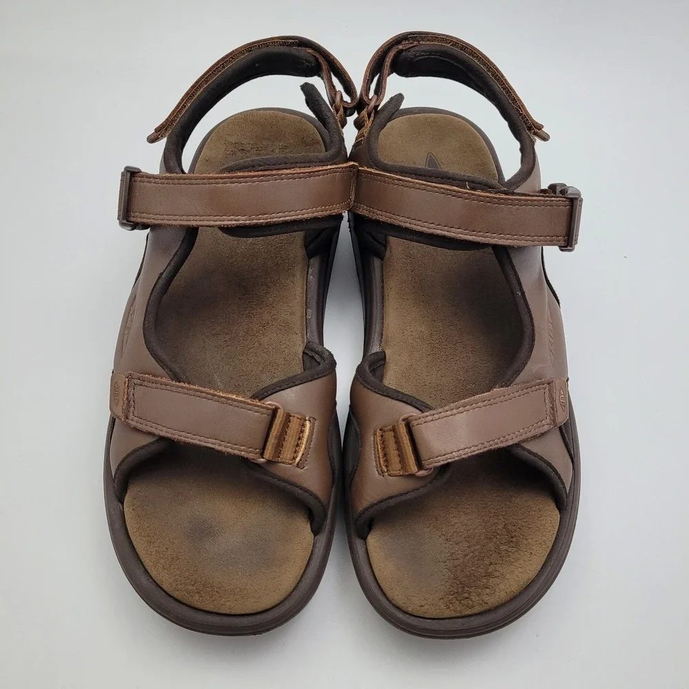 MBT Kisumu 3S Men's Sandals 8-8.5 Brown Leather Rocker Sole Orthopedic Walking
